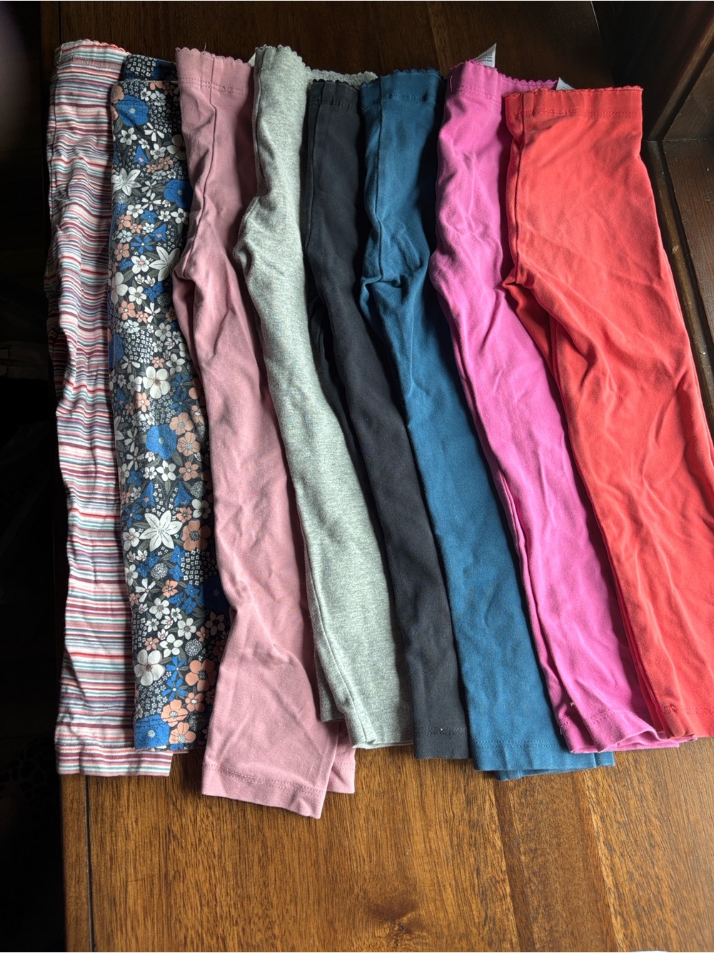 Kids' Cotton Leggings Pack - Pink, Blue, Gray, Black, Floral, Striped